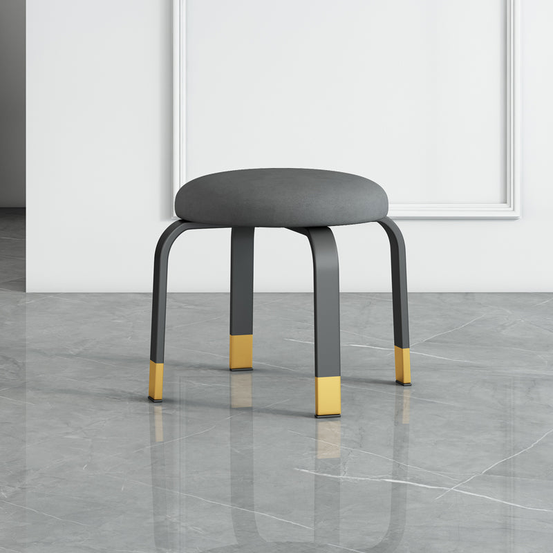 Footstool Ottoman Tear Resistant Solid Glam Cotton Blend Round Ottoman