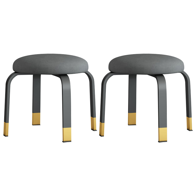 Footstool Ottoman Tear Resistant Solid Glam Cotton Blend Round Ottoman