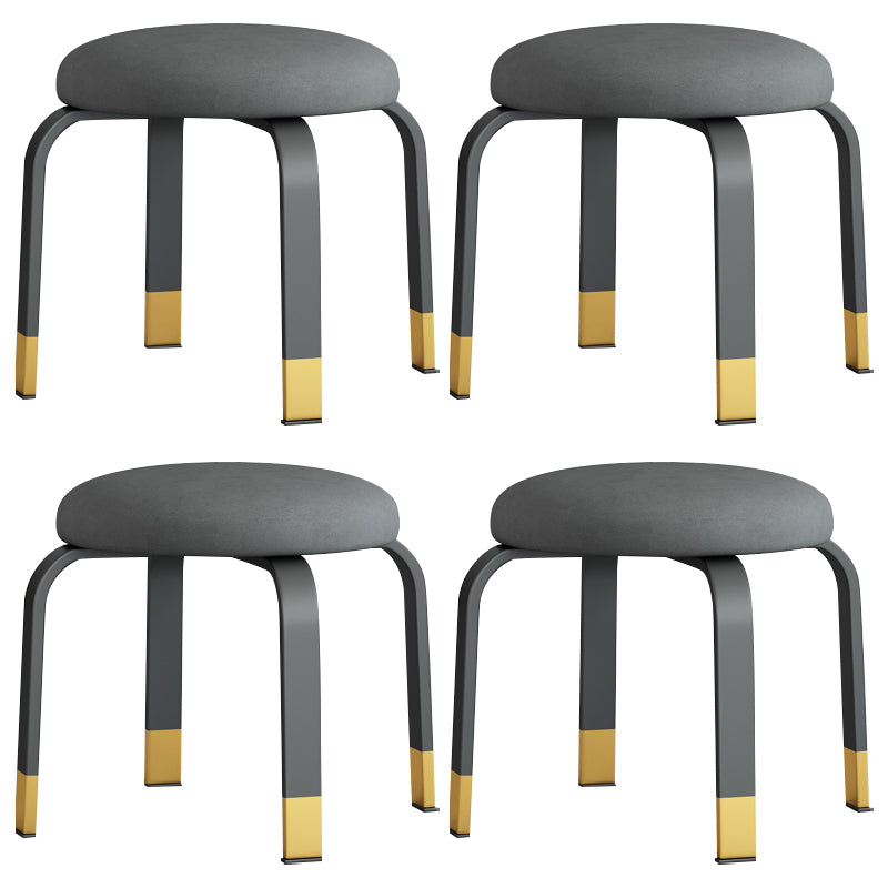 Footstool Ottoman Tear Resistant Solid Glam Cotton Blend Round Ottoman