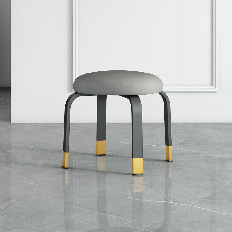 Footstool Ottoman Tear Resistant Solid Glam Cotton Blend Round Ottoman