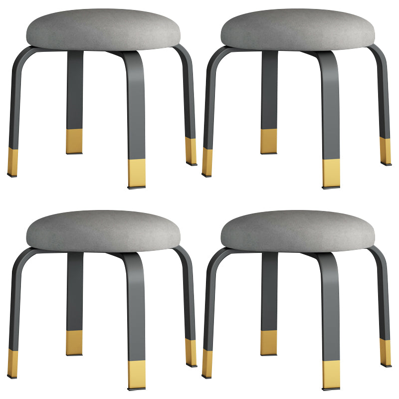 Footstool Ottoman Tear Resistant Solid Glam Cotton Blend Round Ottoman