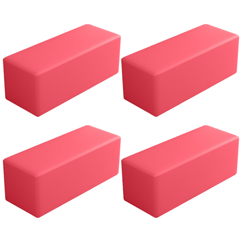 Contemporary Pouf Ottoman Faux Leather Upholstered Solid Color Square Ottoman