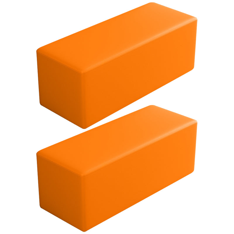 Contemporary Pouf Ottoman Faux Leather Upholstered Solid Color Square Ottoman