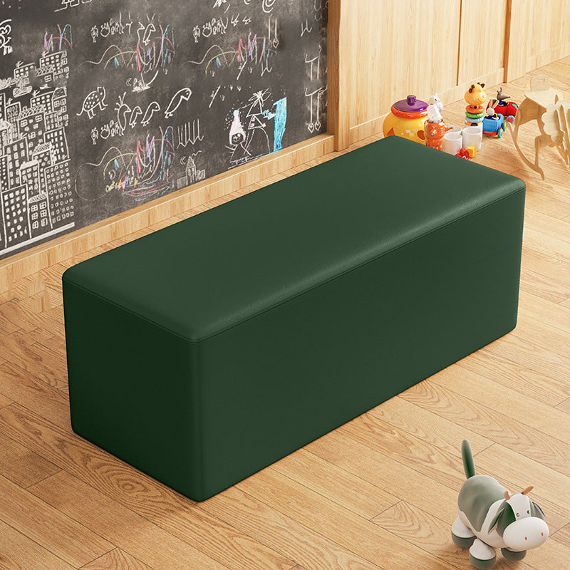 Contemporary Pouf Ottoman Faux Leather Upholstered Solid Color Square Ottoman
