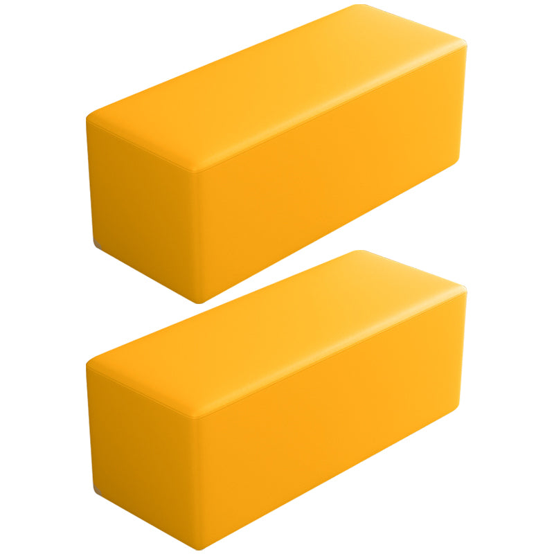 Contemporary Pouf Ottoman Faux Leather Upholstered Solid Color Square Ottoman