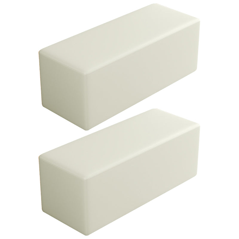 Contemporary Pouf Ottoman Faux Leather Upholstered Solid Color Square Ottoman