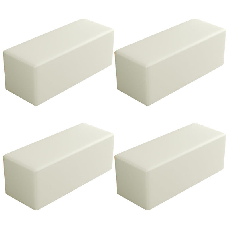 Contemporary Pouf Ottoman Faux Leather Upholstered Solid Color Square Ottoman