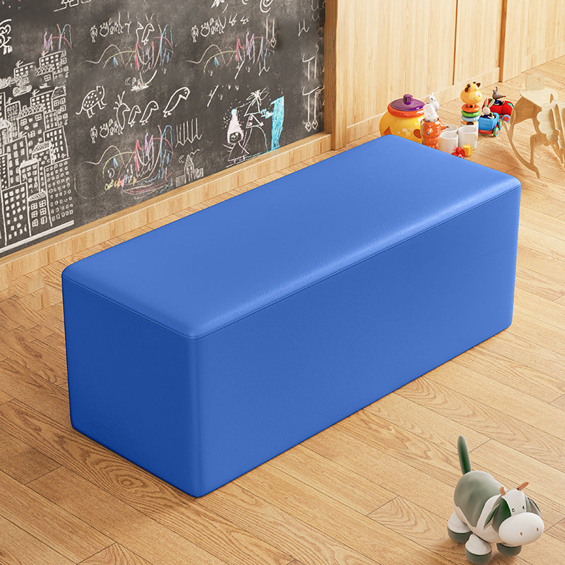 Contemporary Pouf Ottoman Faux Leather Upholstered Solid Color Square Ottoman