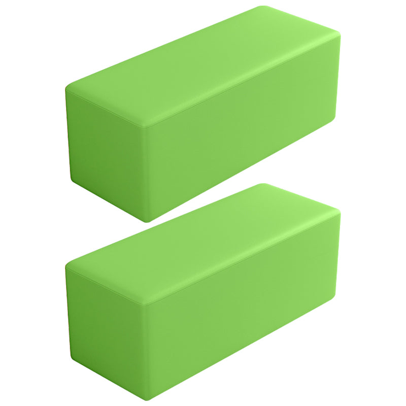 Contemporary Pouf Ottoman Faux Leather Upholstered Solid Color Square Ottoman