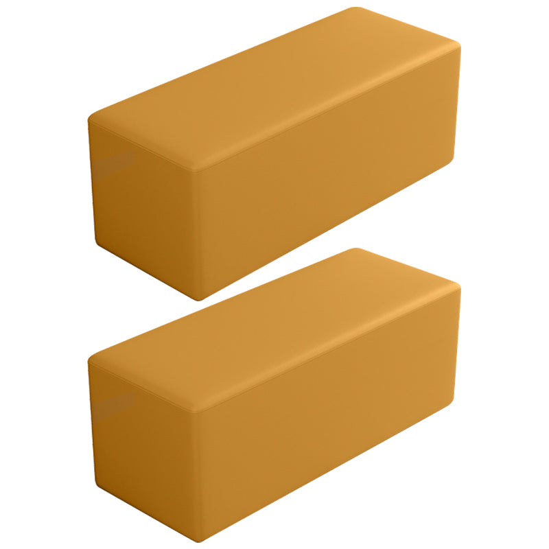 Contemporary Pouf Ottoman Faux Leather Upholstered Solid Color Square Ottoman