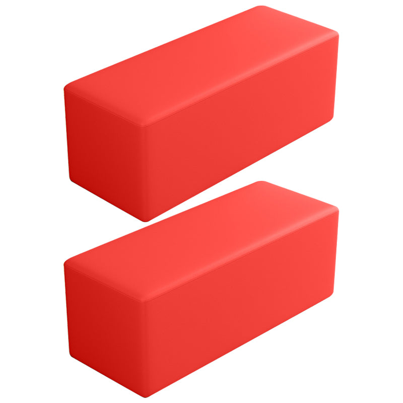 Contemporary Pouf Ottoman Faux Leather Upholstered Solid Color Square Ottoman