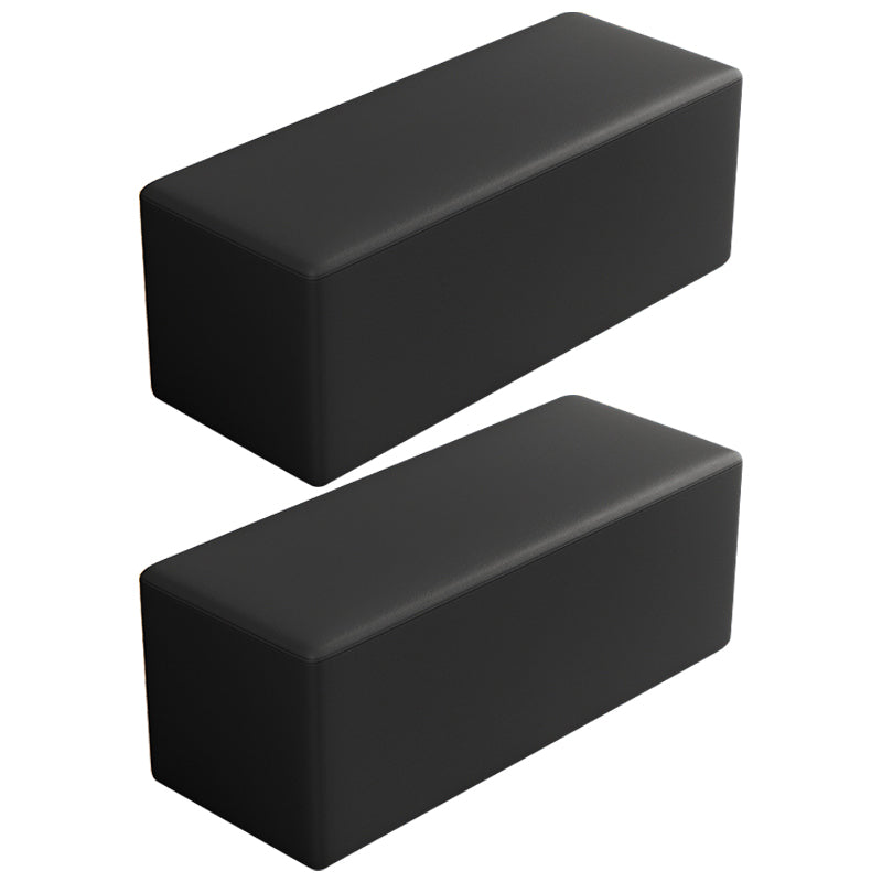 Contemporary Pouf Ottoman Faux Leather Upholstered Solid Color Square Ottoman