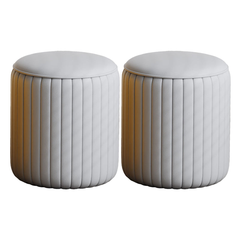 Modern PU Leather Pouf Chair Plain Cylinder Shape Tear Resistant Couch Ottoman