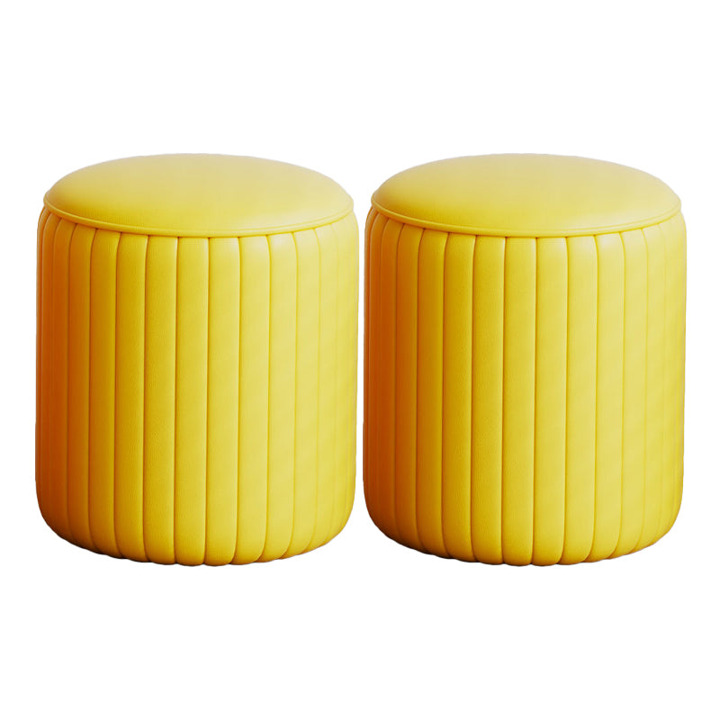 Modern PU Leather Pouf Chair Plain Cylinder Shape Tear Resistant Couch Ottoman