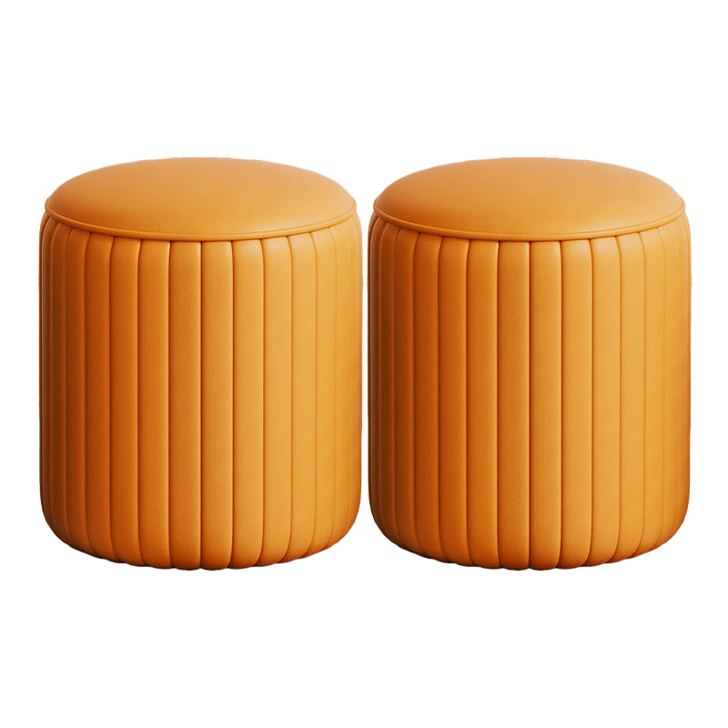 Modern PU Leather Pouf Chair Plain Cylinder Shape Tear Resistant Couch Ottoman