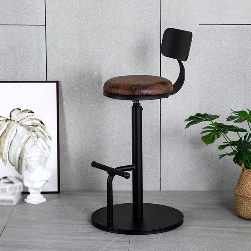 Industrial Metal Barstool Low Back Wood Counter Stool in Matte Finish