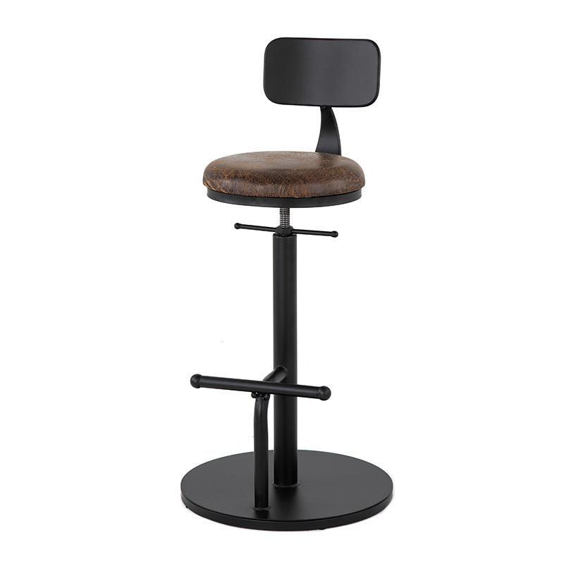 Industrial Metal Barstool Low Back Wood Counter Stool in Matte Finish
