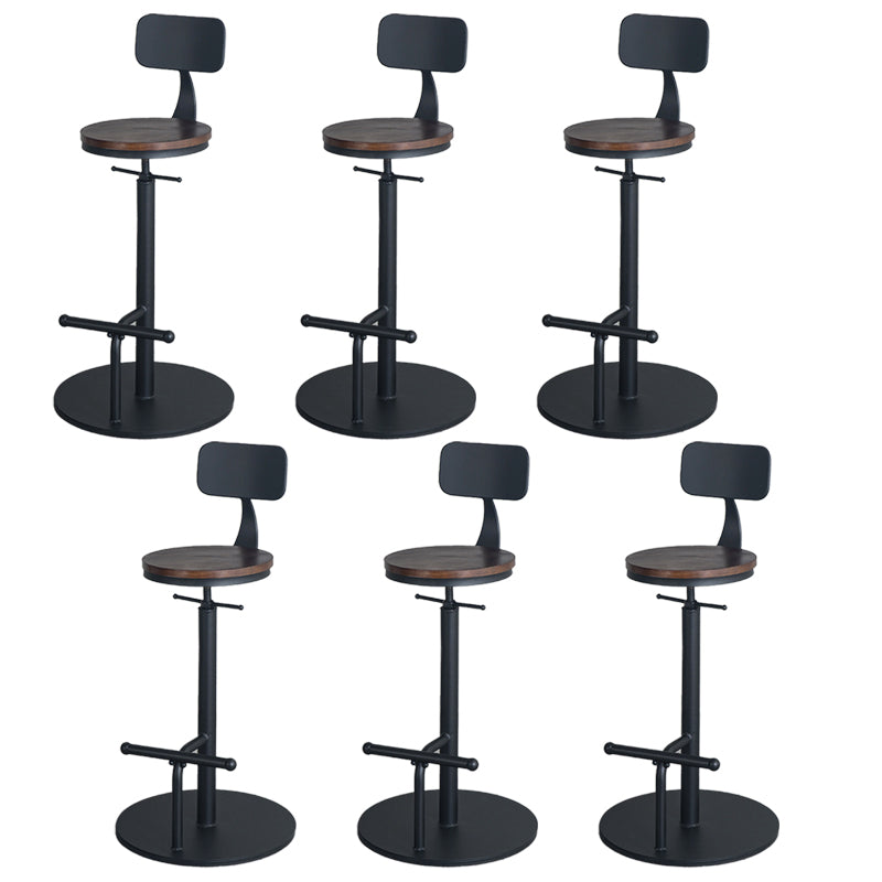 Industrial Metal Barstool Low Back Wood Counter Stool in Matte Finish