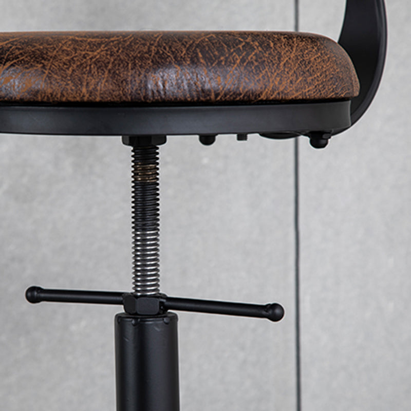 Industrial Metal Barstool Low Back Wood Counter Stool in Matte Finish