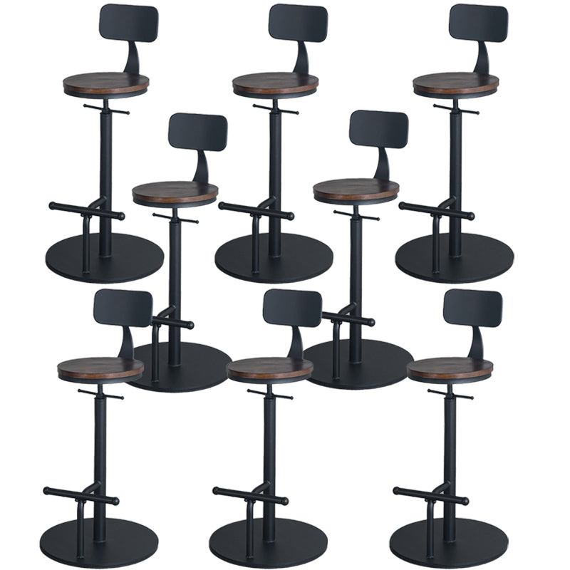 Industrial Metal Barstool Low Back Wood Counter Stool in Matte Finish