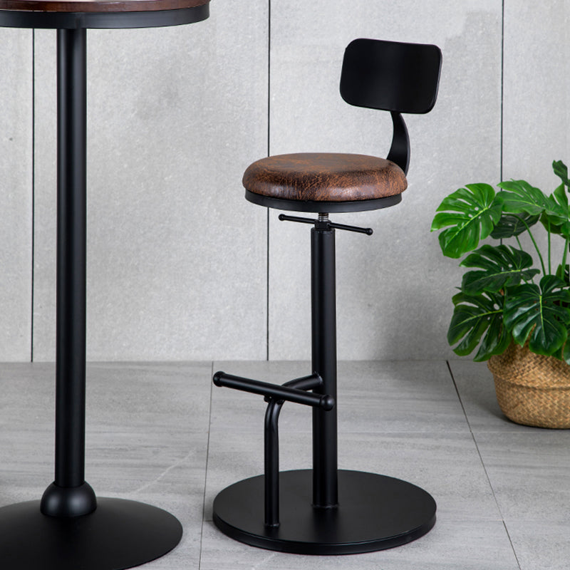 Industrial Metal Barstool Low Back Wood Counter Stool in Matte Finish