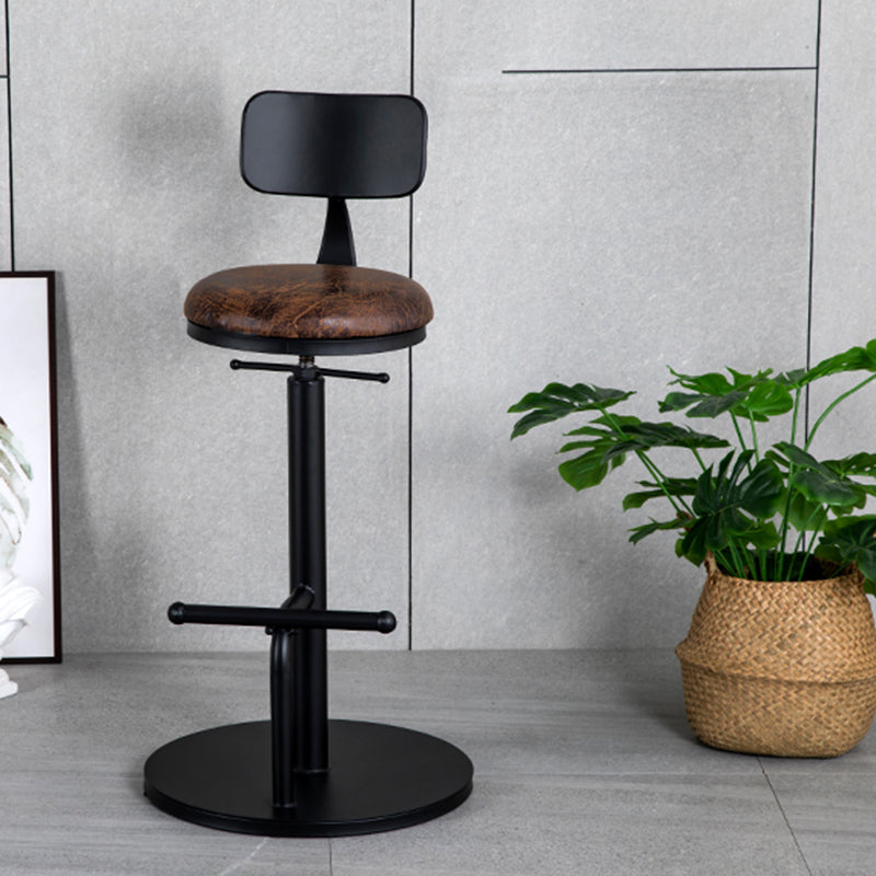 Industrial Metal Barstool Low Back Wood Counter Stool in Matte Finish