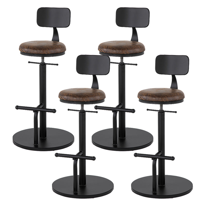 Industrial Metal Barstool Low Back Wood Counter Stool in Matte Finish
