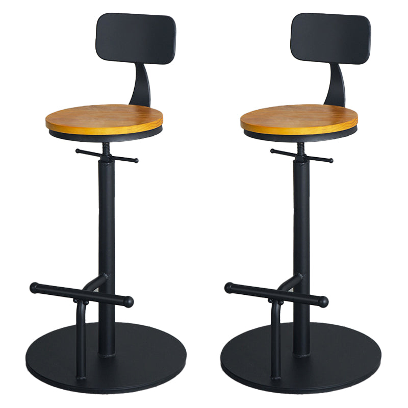 Industrial Metal Barstool Low Back Wood Counter Stool in Matte Finish