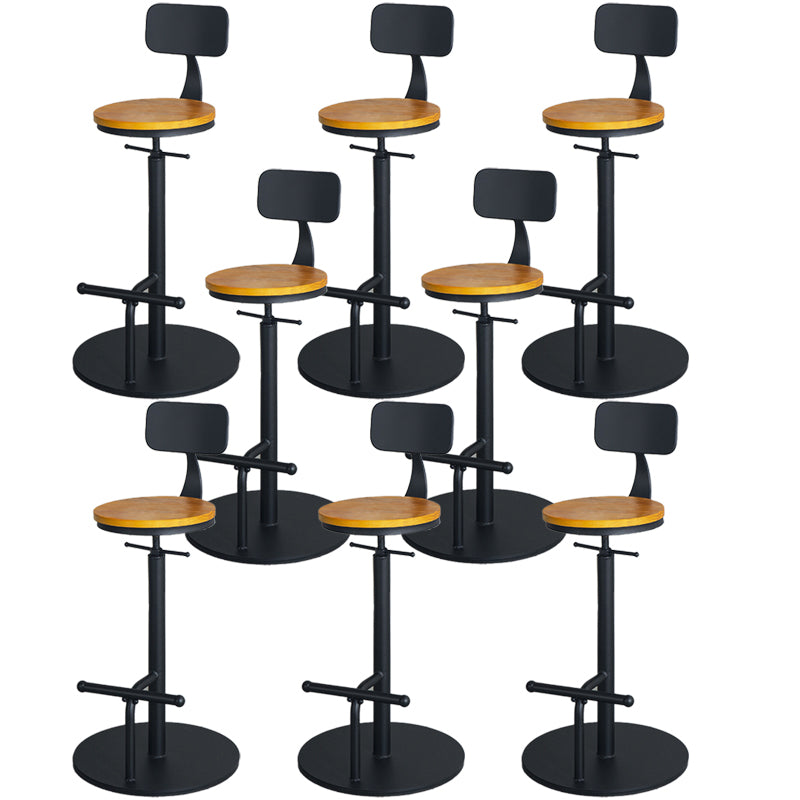 Industrial Metal Barstool Low Back Wood Counter Stool in Matte Finish