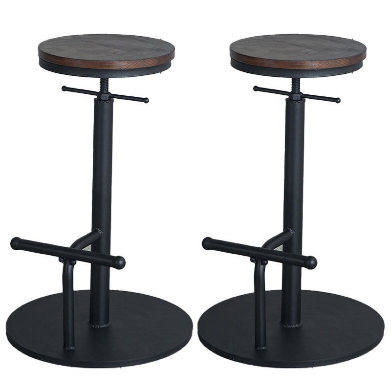Industrial Metal Barstool Low Back Wood Counter Stool in Matte Finish