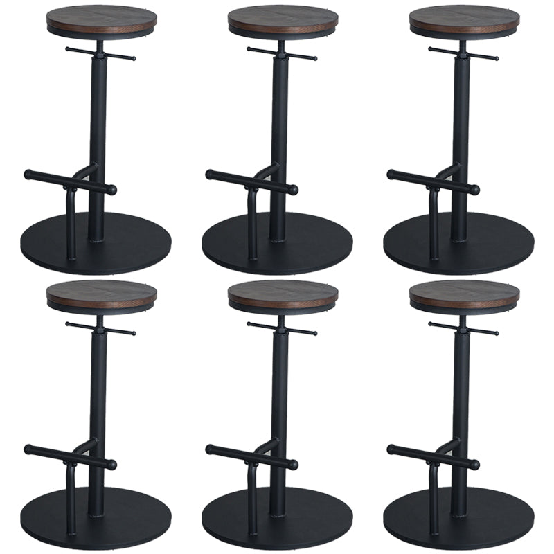 Industrial Metal Barstool Low Back Wood Counter Stool in Matte Finish