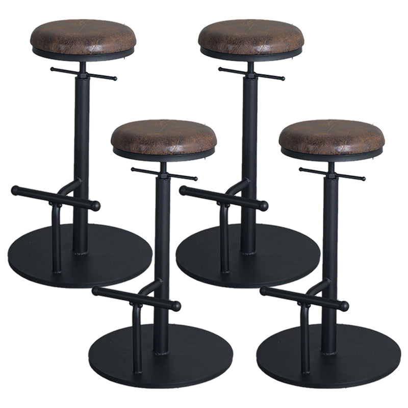 Industrial Metal Barstool Low Back Wood Counter Stool in Matte Finish