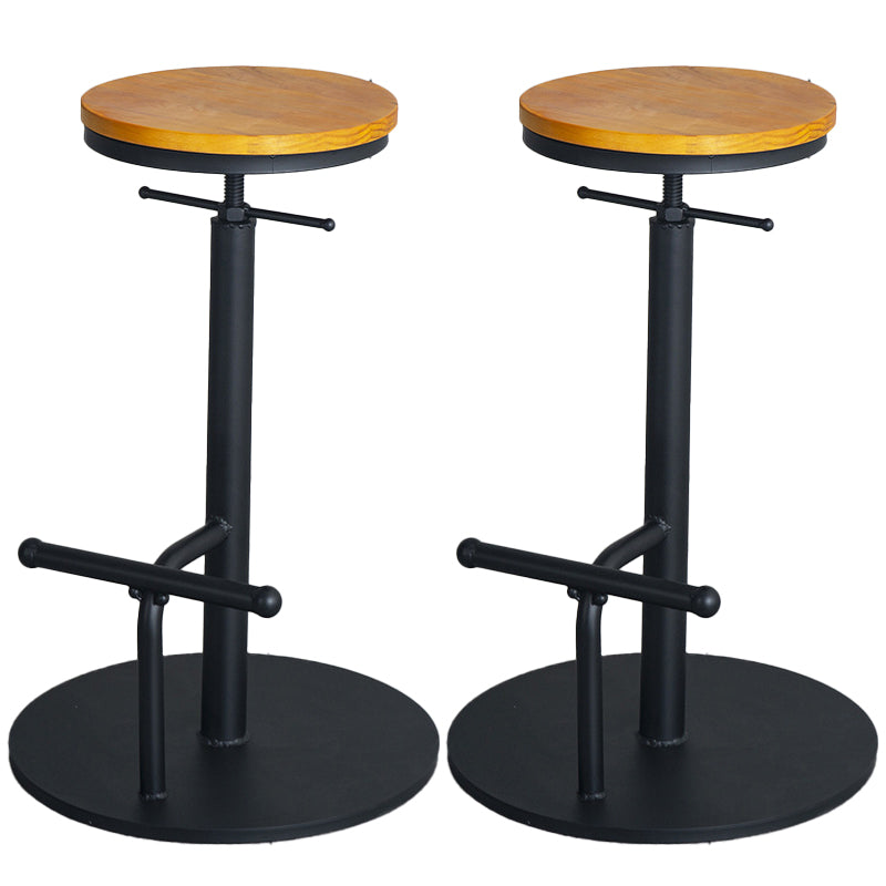 Industrial Metal Barstool Low Back Wood Counter Stool in Matte Finish