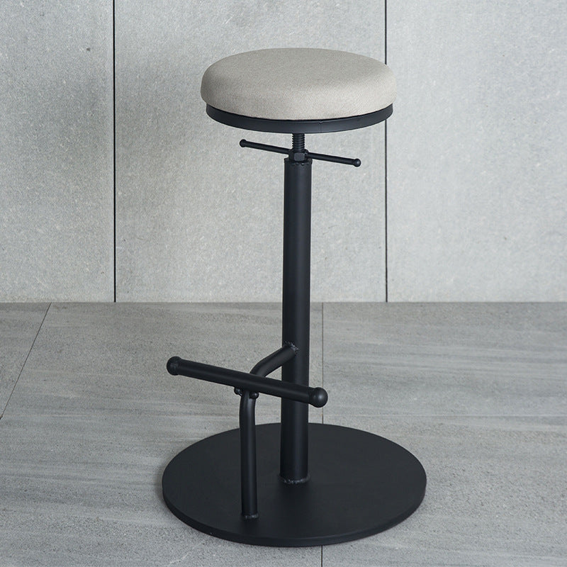 Industrial Metal Barstool Low Back Wood Counter Stool in Matte Finish