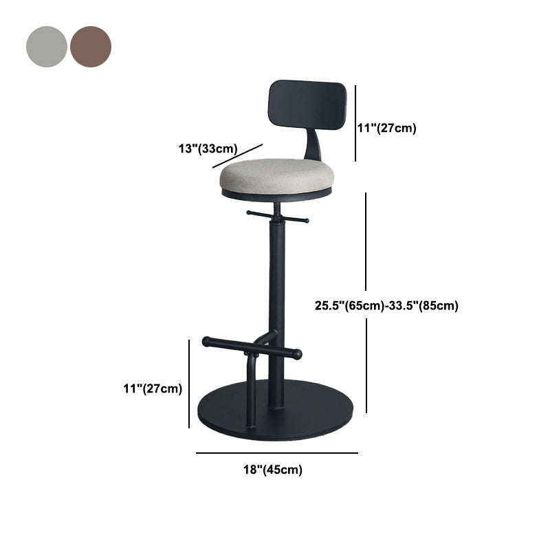 Industrial Metal Barstool Low Back Wood Counter Stool in Matte Finish