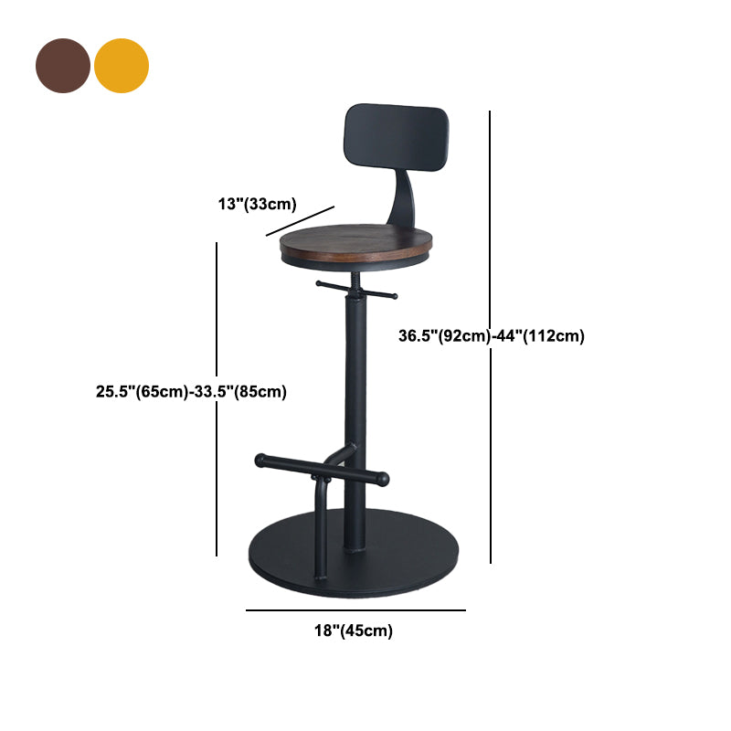 Industrial Metal Barstool Low Back Wood Counter Stool in Matte Finish