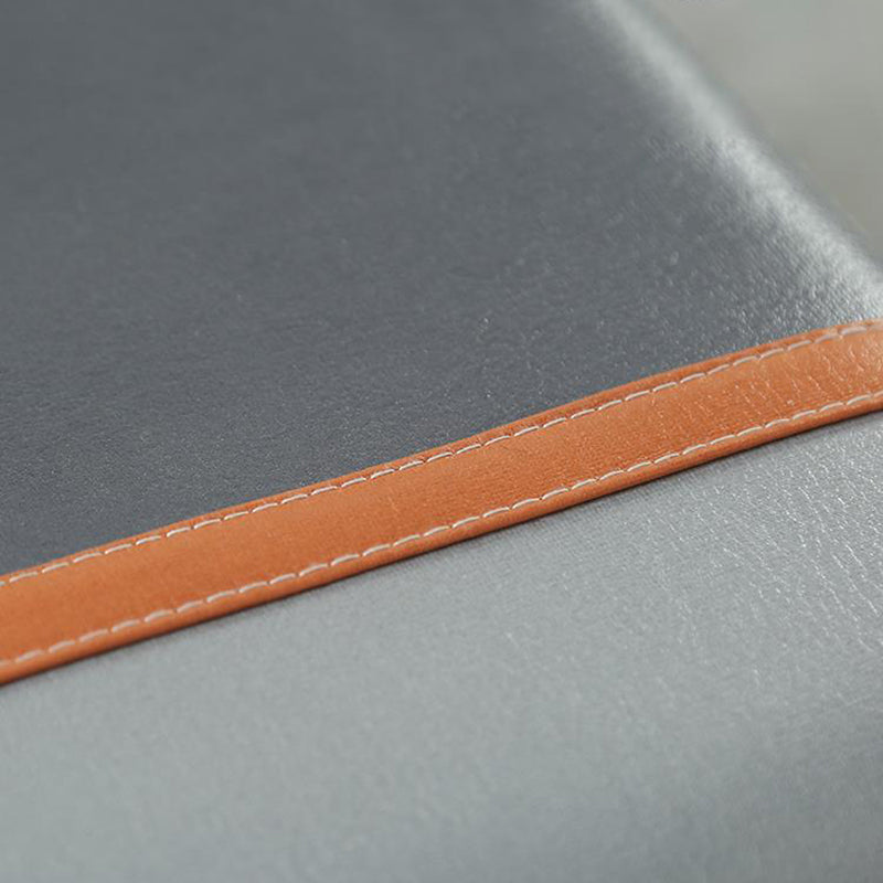 Contemporary Standard Faux Leather Upholstered Patchwork Rectangle Ottoman Indoor