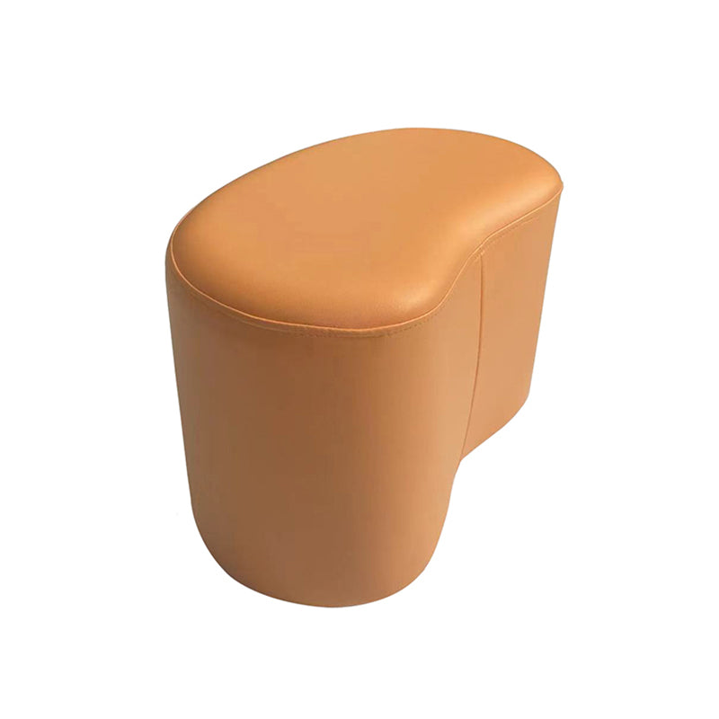 Modern Stain Resistant Standard Wedge Orange Leather Pouf for Home Decor