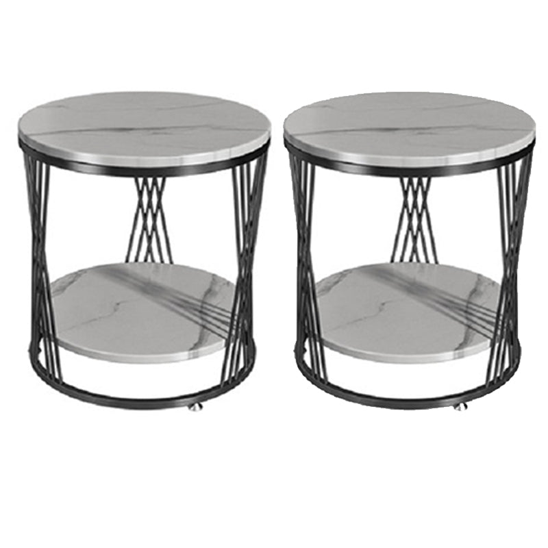 Glam Stone Accent Table Nightstand 21.65" Tall Bedside Cabinet