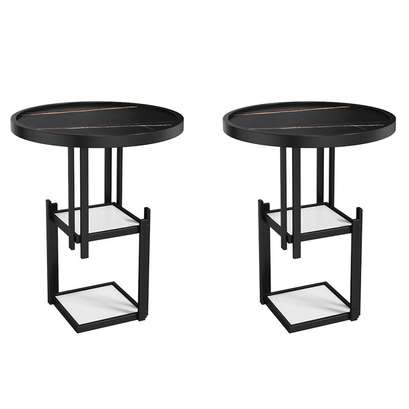 Contemporary Open Storage Nightstand Metal Night Table with 3 Shelves
