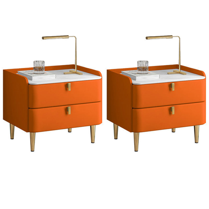 19.69" Tall 2-drawer Bedside Cabinet Legs Included Solid Wood Night Table
