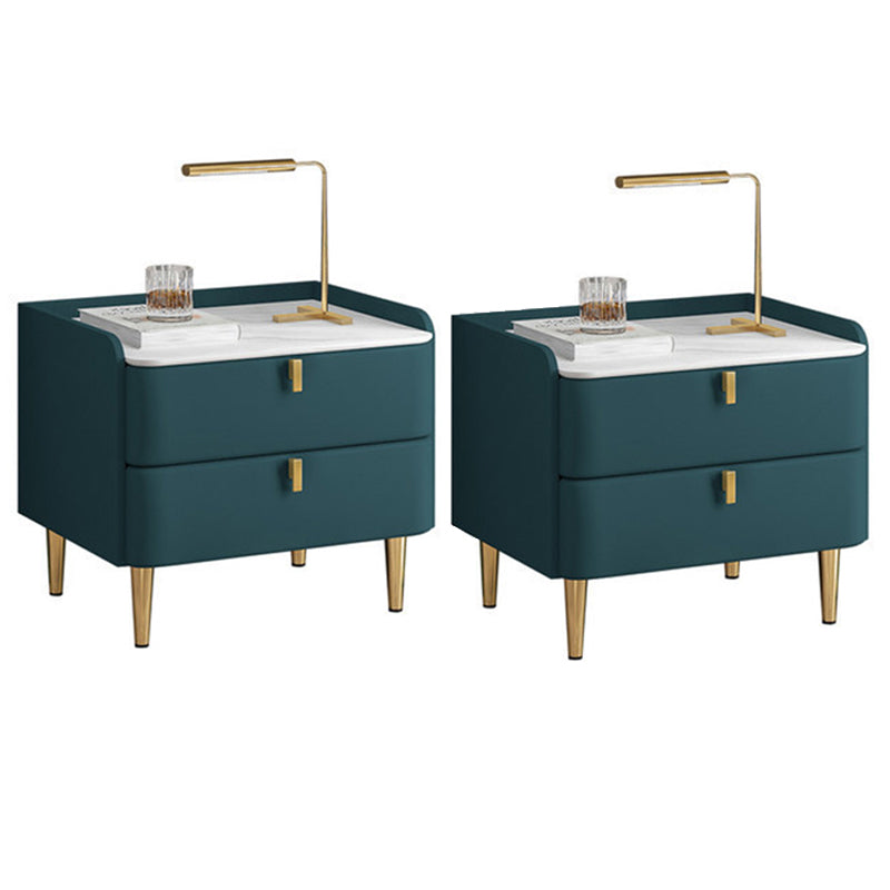 19.69" Tall 2-drawer Bedside Cabinet Legs Included Solid Wood Night Table