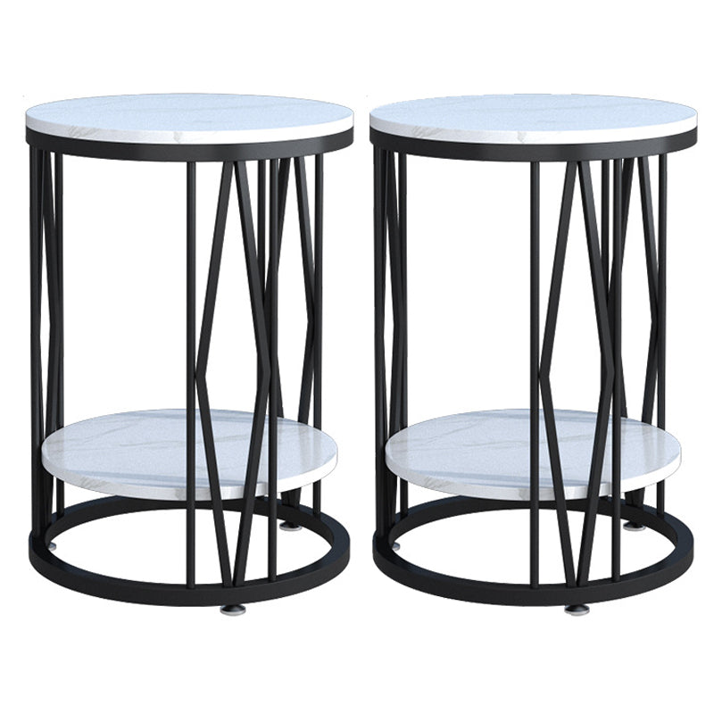 Industrial Nightstand Lower Shelf Accent Table Nightstand for Bedroom