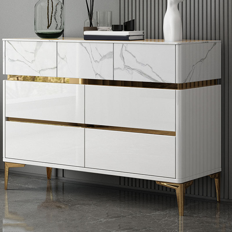 Glam Stone Bedroom Chest 16" Wide Storage Chest in White with Drawers