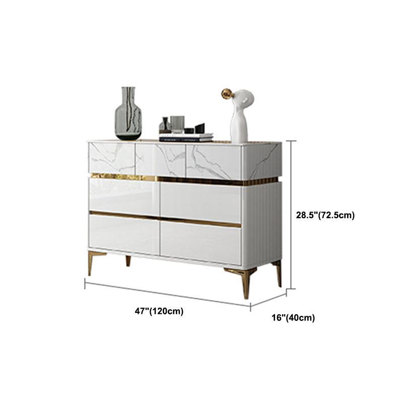 Glam Stone Bedroom Chest 16" Wide Storage Chest in White with Drawers