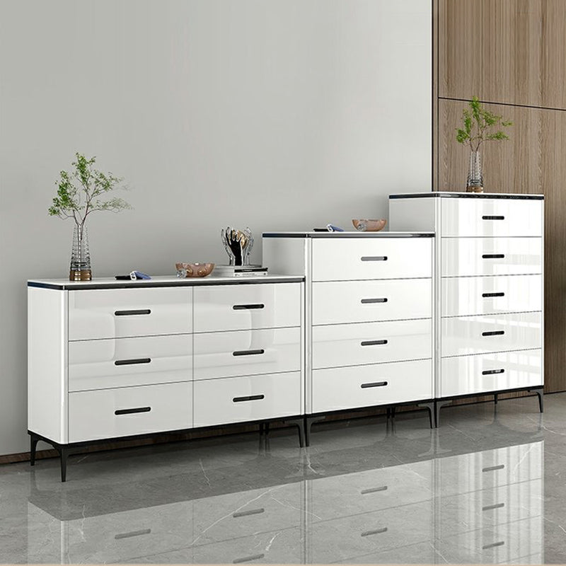 Contemporary Chest White Double Dresser with Metal Feet for Home