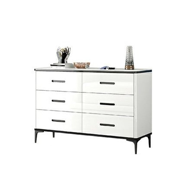 Contemporary Chest White Double Dresser with Metal Feet for Home