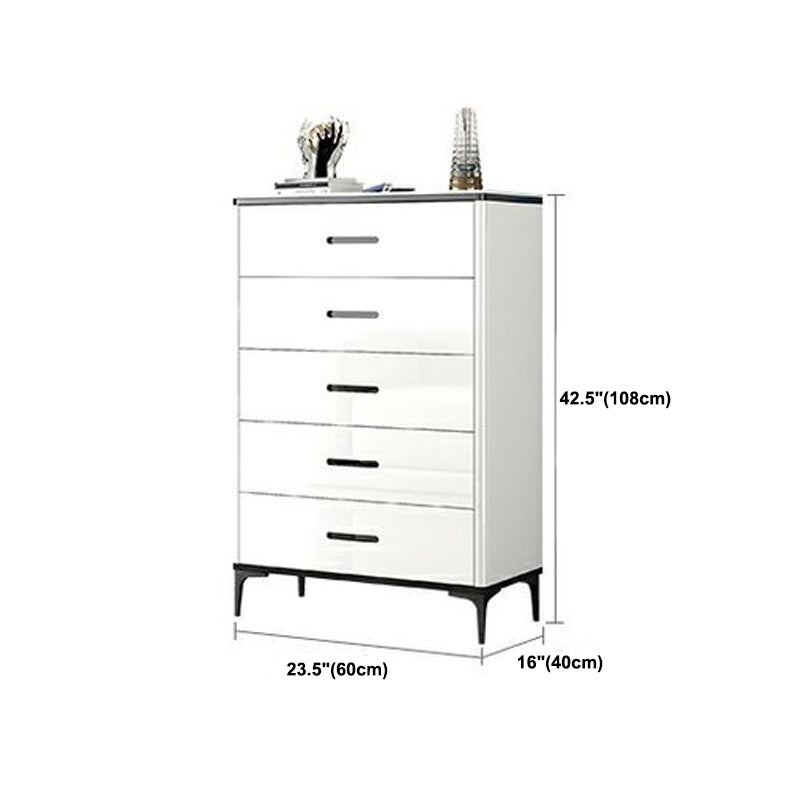 Contemporary Chest White Double Dresser with Metal Feet for Home