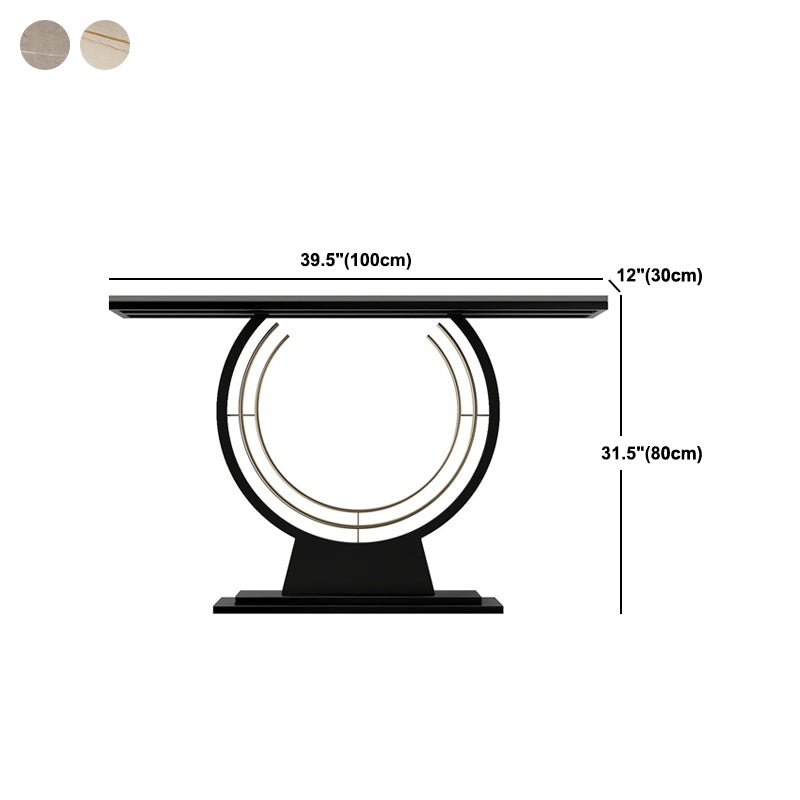 Modern Stone Console Table Rectangle End Table with Shelf for Hall