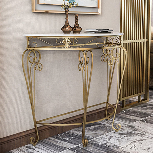 Modern Marble Console Sofa Table Half Moon End Table for Hall